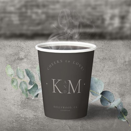 Chic Neutrals Wedding Cheers Charcoal ID1020 Paper Cups