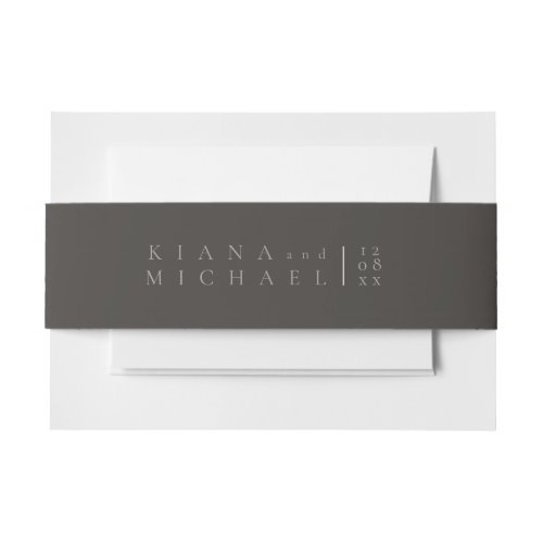 Chic Neutrals Wedding Details Charcoal ID1020 Invitation Belly Band