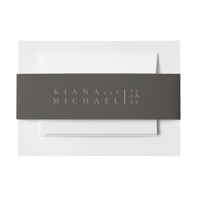 Chic Neutrals Wedding Details Charcoal ID1020 Invitation Belly Band (Front Example)