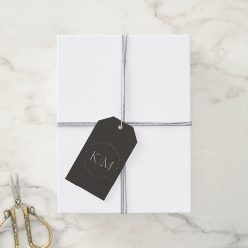 Chic Neutrals Wedding Initials Charcoal ID1020 Gift Tags