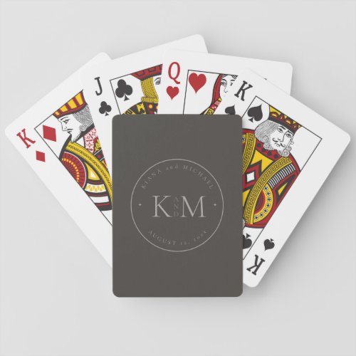 Chic Neutrals Wedding Initials Charcoal ID1020 Poker Cards