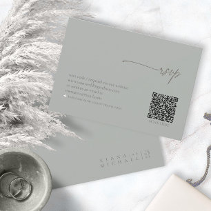 Chic Neutrals Wedding QR Code Sage Gray ID1020 RSVP Card