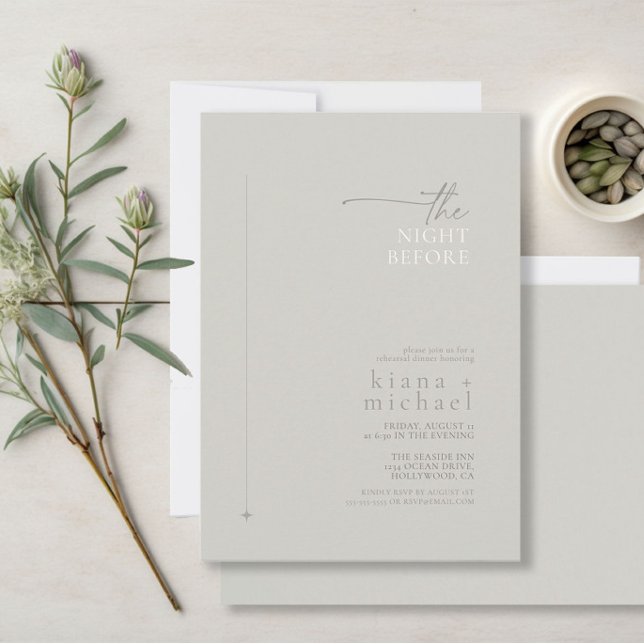 Chic Neutrals Wedding Rehearsal Pastel Gray ID1020 Invitation (Creator Uploaded)