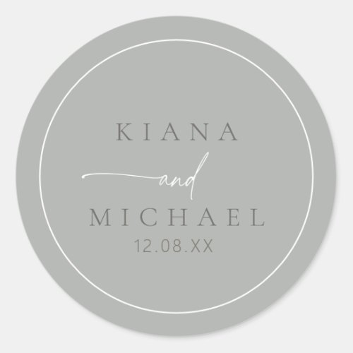 Chic Neutrals Wedding Sage Gray ID1020 Classic Round Sticker