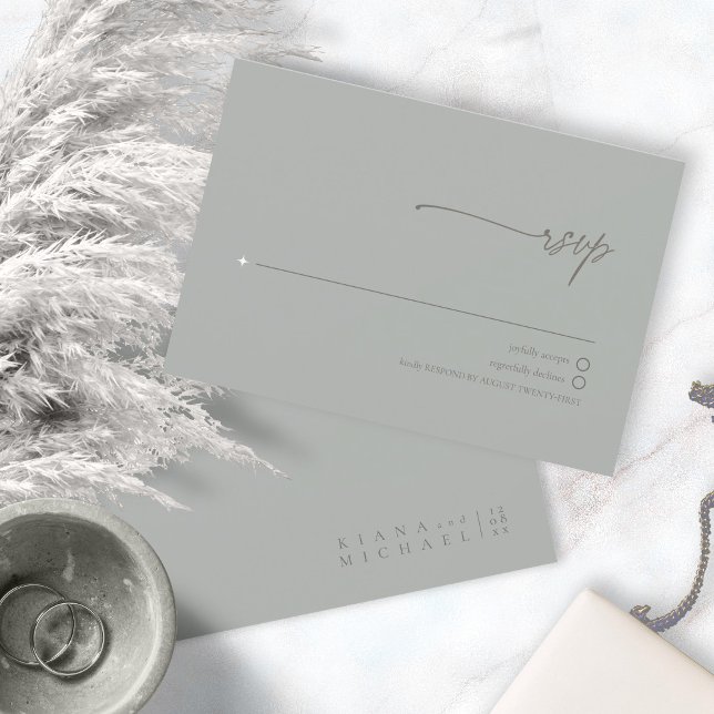 Chic Neutrals Wedding Sage Gray ID1020 RSVP Card (Creator Uploaded)