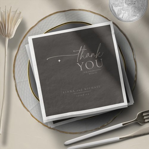 Chic Neutrals Wedding Thank You Charcoal ID1020 Paper Dinner Napkins