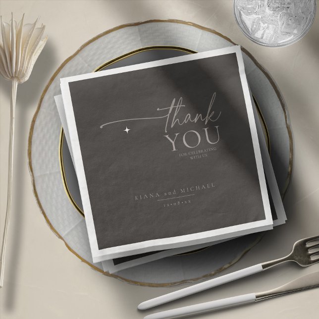 Chic Neutrals Wedding Thank You Charcoal ID1020 Paper Dinner Napkins (Creator Uploaded)