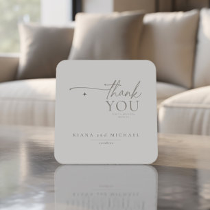Chic Neutrals Wedding Thank You Linen ID1020 Square Paper Coaster