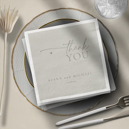 Chic Neutrals Wedding Thank You Pastel Gray ID1020 Paper Dinner Napkins