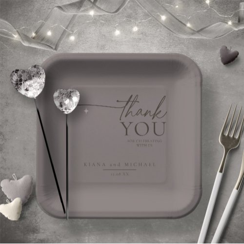 Chic Neutrals Wedding Thank You Warm Gray ID1020 Paper Plates