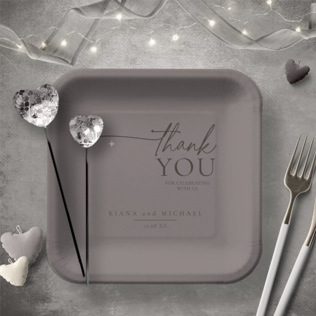Chic Neutrals Wedding Thank You Warm Gray ID1020 Paper Plates (Creator Uploaded)