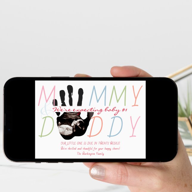 Chic New Baby Sonogram Ultrasound Photo Pregnancy Announcement (Front Digital)