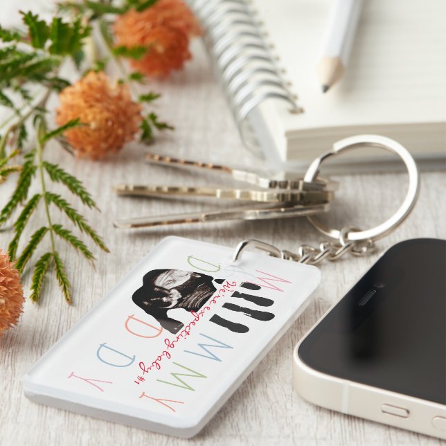 Chic New Baby Sonogram Ultrasound Photo Pregnancy Keychain (Front Right)