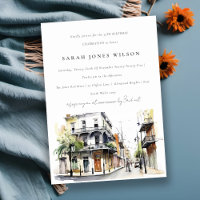 Chic New Orleans Louisiana Watercolor Birthday