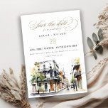 Chic New Orleans Louisiana Watercolor Wedding Save The Date<br><div class="desc">If you need any further customization please feel free to email me on yellowfebstudio@gmail.com. or message via Zazzle.</div>