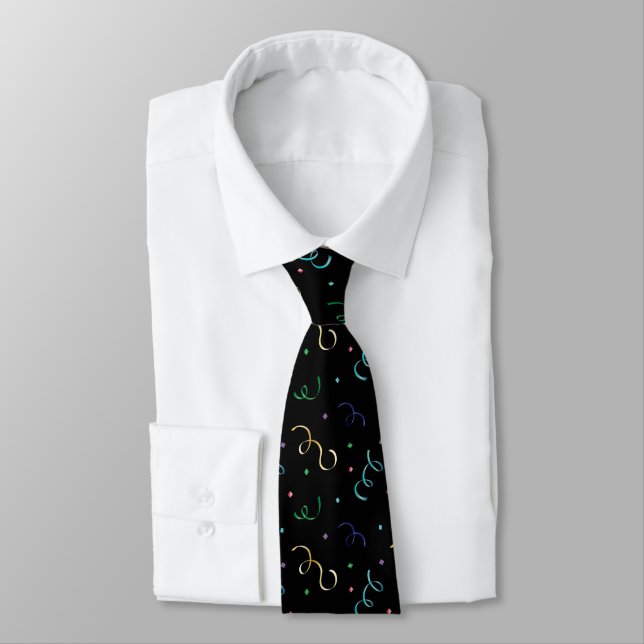 Chic New Years Eve Colorful Party Confetti Neck Tie (Tied)