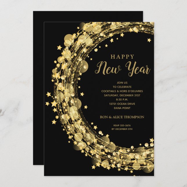 Chic New Year's Eve Party Invitation (Front/Back)