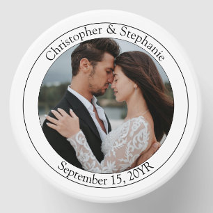 Chic Newspaper Wedding Custom Names Date 1 Photo Mini Candle Favors