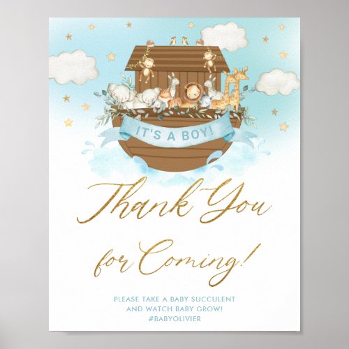 Chic Noahs Ark Blue Boy Thank You for Coming Sign