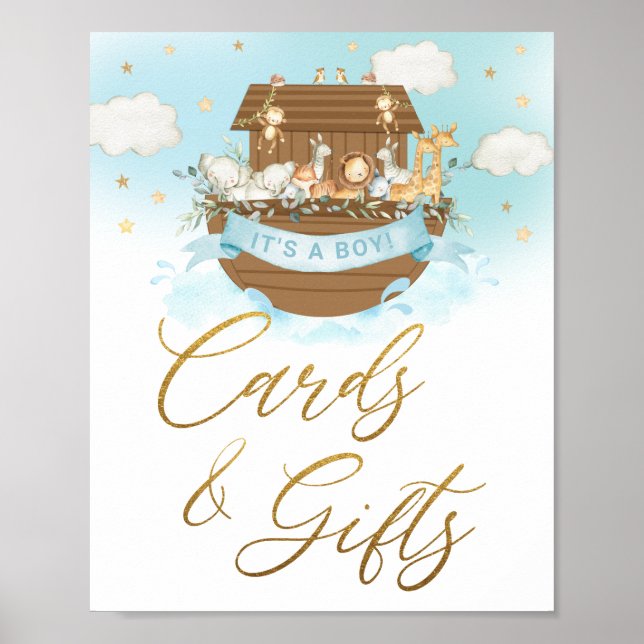 Chic Noah's Ark Boy Cards and Gifts Tabletop Sign (Front)