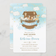 Chic Noah's Ark Cute Animals Boy Baby Shower  Invi Invitation