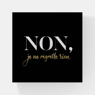 Chic Non Je Ne Regrette Rien Quote Black & Gold Paperweight