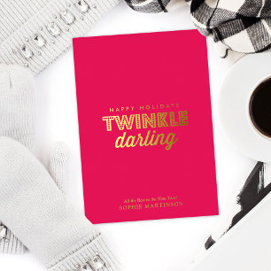 Chic Non-Photo Twinkle Darling  Foil Holiday Card