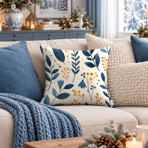 Chic Nordic Winter Scene Woodland Throw Pillow Art