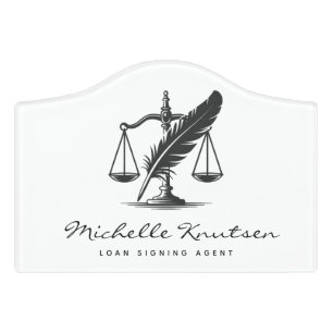Chic Notary Loan Signing Agent Black White Door Sign