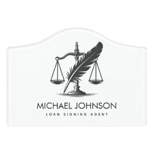 Chic Notary Loan Signing Agent Black White Door Sign