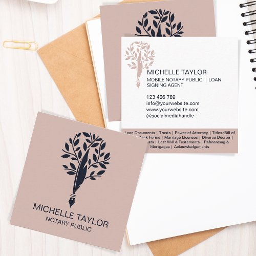 Chic Notary Loan Signing Agent Content Writer Copy Square Business Card
