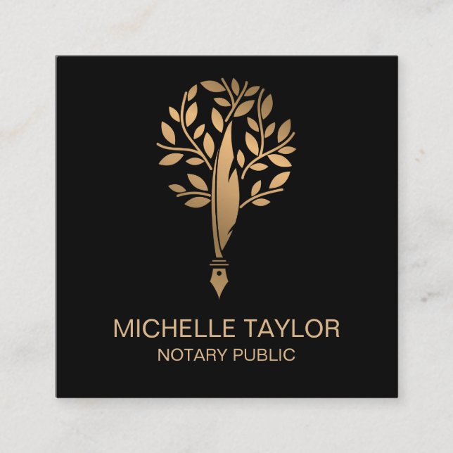 Chic Notary Loan Signing Agent Content Writer Copy Square Business Card (Front)