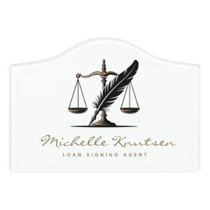 Chic Notary Loan Signing Agent White Gold Glitter Door Sign