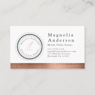 Chic Notary Loan Signing Stamp Rose Gold Foil Business Card