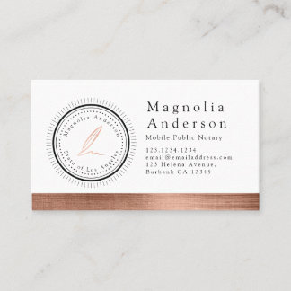 Chic Notary Loan Signing Stamp Rose Gold Foil  Business Card