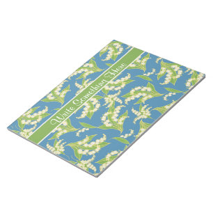 Chic Notepad or Jotter: Lilies of the Valley, Blue