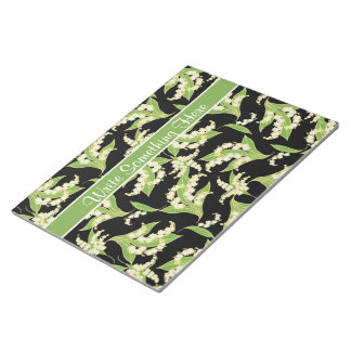 Chic Notepad or Jotter: Lily of the Valley, Black