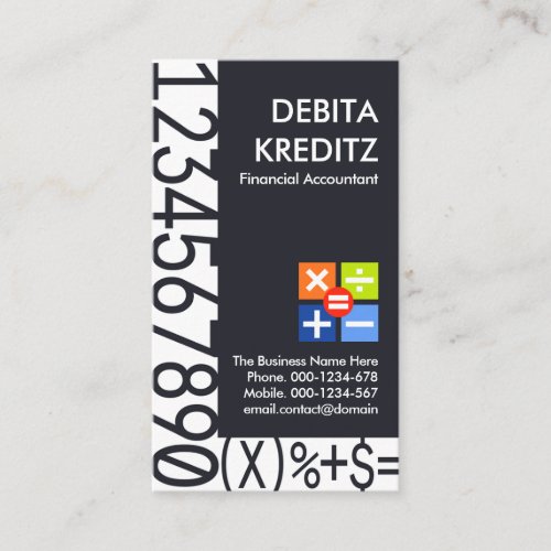 Chic Numbers Frame Financial Business Card