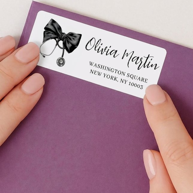 Chic Nurse Graduation Coquette Bow Medical Mail Label (Creator Uploaded)