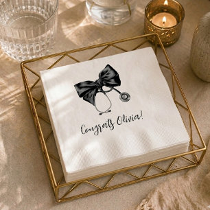 Chic Nurse Graduation Coquette Bow Medical  Napkins