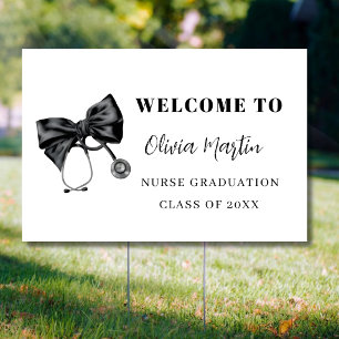 Chic Nurse Graduation Coquette Bow Medical Welcome Sign