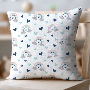 Chic Nursery Pillow Navy Pink Rainbow Style