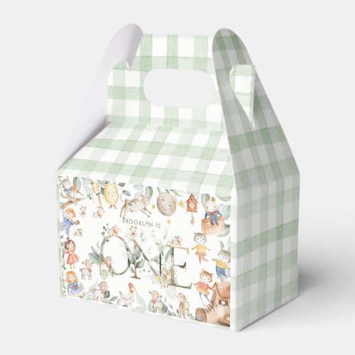 Chic Nursery Rhyme Greenery 1st Birthday One  Favor Boxes