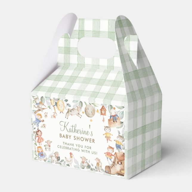 Chic Nursery Rhyme Greenery Baby Shower Neutral  Favor Boxes (Back Side)