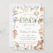 Chic Nursery Rhyme Greenery Baby Shower Neutral Invitation (Front)
