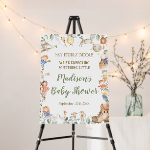 Chic Nursery Rhyme Greenery Baby Shower Welcome Foam Board