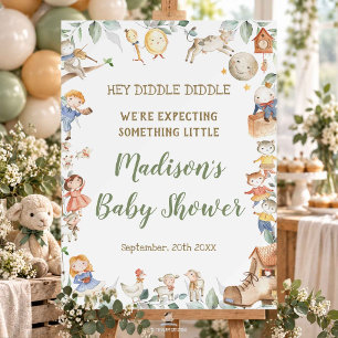 Chic Nursery Rhyme Greenery Baby Shower Welcome Foam Board