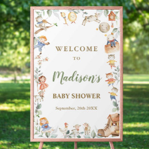Chic Nursery Rhyme Greenery Baby Shower Welcome Foam Board