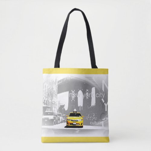 Chic Nyc New York City Brooklyn Bridge Yellow Taxi Tote Bag