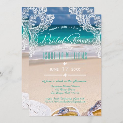 Chic Ocean Beach Summer Bridal Shower Invitation